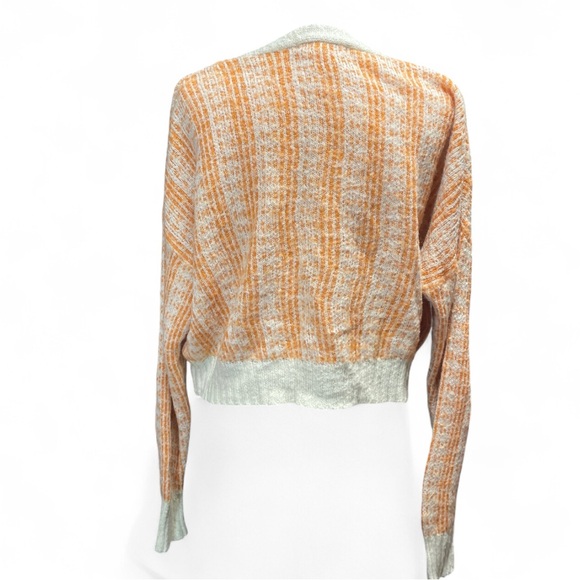 Elodie Womens Orange Cream Cropped‎ Cardigan Knit cottagecore  Sweater Large - Picture 5 of 7